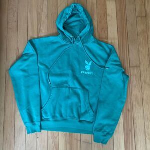 Playboy Hoodie Teal Turquoise Bunny Logo Pullover Hooded Sweatshirt S P